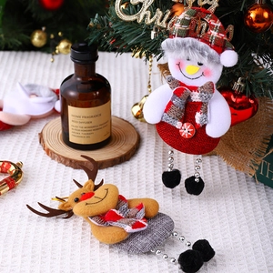 Christmas snowman and reindeer hanging plush ornaments for festive tree decorations