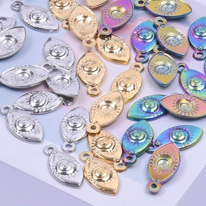 Polierte Augenanhänger aus Edelstahl in Gold, Silber und Regenbogenfarben