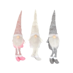 Three-piece set of Nordic Christmas gnomes with sequined tall hats and long fuzzy legs