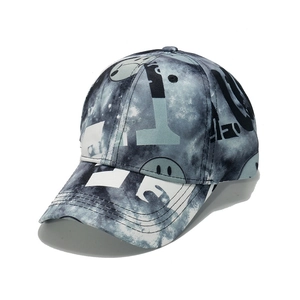 Streetwear baseball cap with graffiti marble texture and iconic smiley face patterns