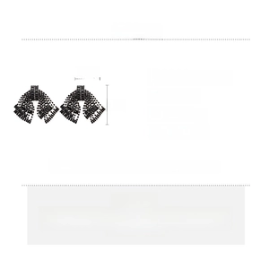 Detailed specs of black rhinestone bow tassel earrings with dimensions and material info