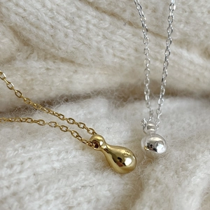 Minimalist S925 sterling silver cross chain with gold and silver water drop pendants