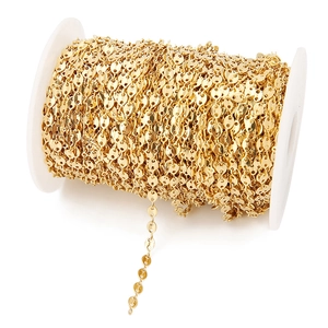 18k gold plated stainless steel pig nose coffee bean chain on a white spool for DIY jewelry