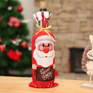Housse de bouteille de vin Noël avec motif Père Noël et texte Warm Wishes pour la table
