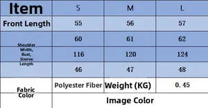 Detailed size guide table for women's soft knit sweater with measurements and fabric info