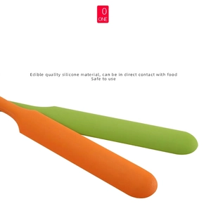 Orange and green integrated silicone spatulas for professional baking and mixing