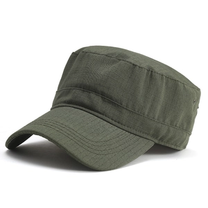 Dark green ripstop cadet cap for men with tactical camouflage style and metal side eyelets