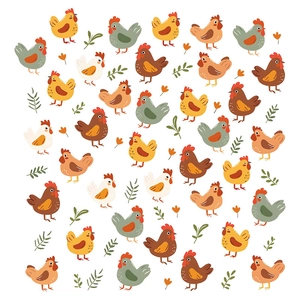 Stickers muraux coq et poule style ferme américaine en PVC pour chambre d'enfants