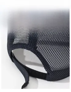 Detail of adjustable hook and loop fastener on breathable mesh baseball cap for men