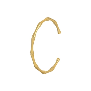 Elegant gold bamboo joint open bangle bracelet with a minimalist polished metal finish