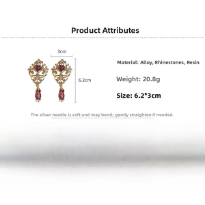 Macro detail of vintage heart floral earrings with 6.2cm length and silver needle studs
