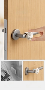 Dual-style silicone door handle bumper set with loop and wall-mount adhesive protection