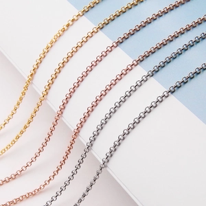 Three minimalist S925 sterling silver necklaces in gold, rose gold and silver finishes