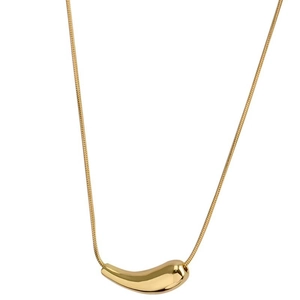 Collier minimaliste en titane doré avec pendentif goutte d'eau poli sur une chaîne serpent