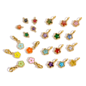 Exquisite gold-plated stainless steel star and flower pendants with colorful cubic zirconia