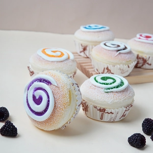 Lot de 6 cupcakes réalistes en mousse PU avec sucre glace pour décor de photo