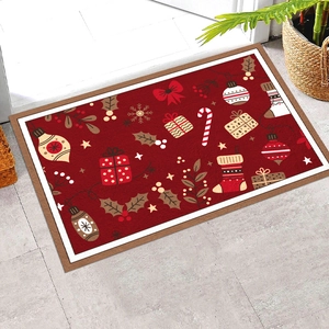 Christmas Door Mat Reclon Fiber Non-Slip Absorbent Floor Rug For Entrance Kitchen Living Room Festive Decor