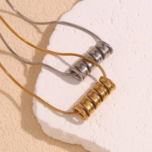 18K gold and silver plated stainless steel spring pendant necklaces on snake chains