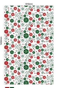 Detailed pattern of Christmas gift bag fabric with snowflakes and dimensions 915x1450mm