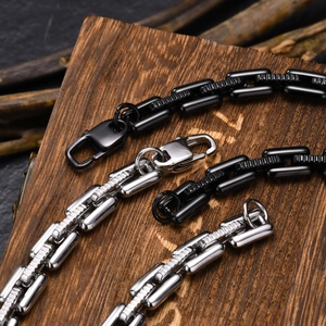 Men Chain Bracelet Stainless Steel Polished Heavy Duty Geometric Rectangular Links Hip Hop Punk Style Jewelry For Male