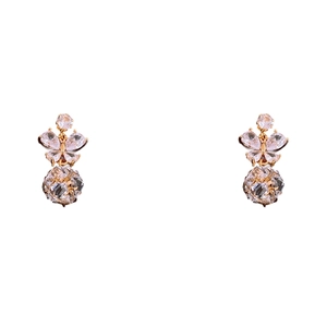Boucles d'oreilles papillon dorées élégantes avec cristaux et pendentifs sphères facettées