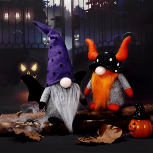 Λούτρινα ξωτικά Halloween με φτερά νυχτερίδας και κέρατα για εορταστική διακόσμηση