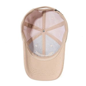 Beige pineapple fabric baseball cap with New York embroidery and adjustable metal buckle
