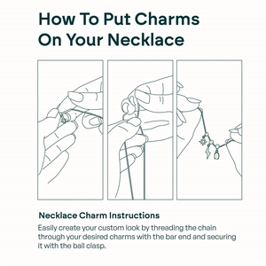 Detailed instruction showing how to attach heart pendant using bar end and ball clasp