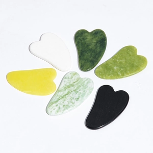 6-piece natural jade stone heart-shaped Gua Sha scraping board set in multi-color options