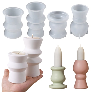 Candlestick Silicone Mold Geometric Cylindrical Modern DIY Roman Column Resin Gypsum Cement Handmade Candle Holder Crafting