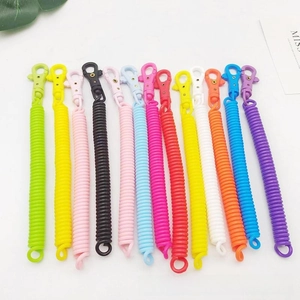 Colorful spiral spring keychain coil with plastic lobster clasp in 12 vibrant colors