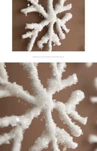 Detail of white snowflake ornament with shimmering beads and sequins for festive decor