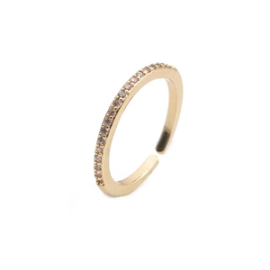 Adjustable gold open ring for women featuring elegant pink zircon pave settings