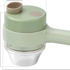 Mini cordless electric garlic chopper and vegetable slicer with green plastic top