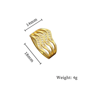 Detailed view of gold wave ring dimensions 14mm width and 18mm height with weights