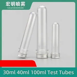 Clear Plastic PET Test Tube Bottles With Aluminum Screw Caps Leakproof Cosmetic Sampling Storage Containers Portable Traveling