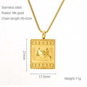 Macro shot of 18K gold plated stainless steel devil heart pendant with 45cm chain