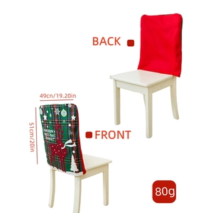 Christmas chair covers featuring green plaid reindeer and Merry Christmas print, 49x51cm size