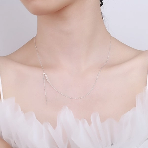 Adjustable S925 sterling silver cross chain necklace for women with needle pin clasp