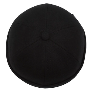 Classic black cotton docker hat with letter embroidery and rolled edge brim