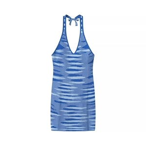 Mini robe licou en maille bleue avec imprimé géométrique et col en V dos nu sexy