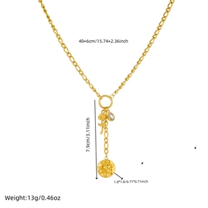 Collier en acier inoxydable plaqué or avec pendentifs rose et cristal en forme de goutte