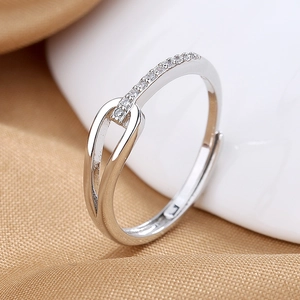Anello Aperto Regolabile Geometrico Fibbia Per Cintura In Rame Con Zirconia Per Donna Gioielli Minimalisti