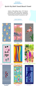 Detailoverzicht van 9 microvezel strandlakens met ananas- en flamingo-patronen