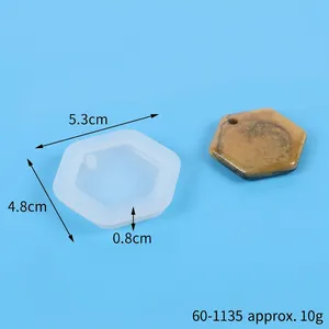 Macro view of hexagon silicone jewelry mold with dimensions 5.3x4.8cm for DIY resin crafting