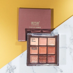Nine-color chocolate eyeshadow palette with matte and shimmer earthy neutral tones
