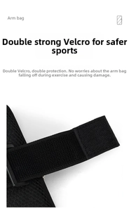 Detail of running arm bag with strong velcro strap and breathable mesh fabric