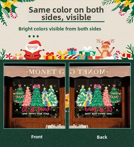 Stickers de fenêtre sapin de Noël double face avec message Let It Snow et Happy New Year