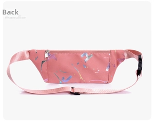 Rear view of pink sports fanny pack showing zip pocket and adjustable buckle strap