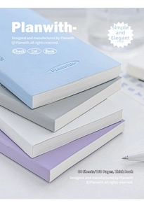 Detail showing stack of four Morandi colored PU leather journals with embossed logos